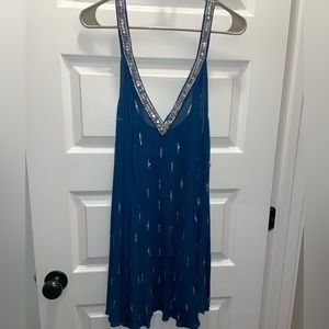 Free People Swing Dress Sz SP Blue Silver sequin
